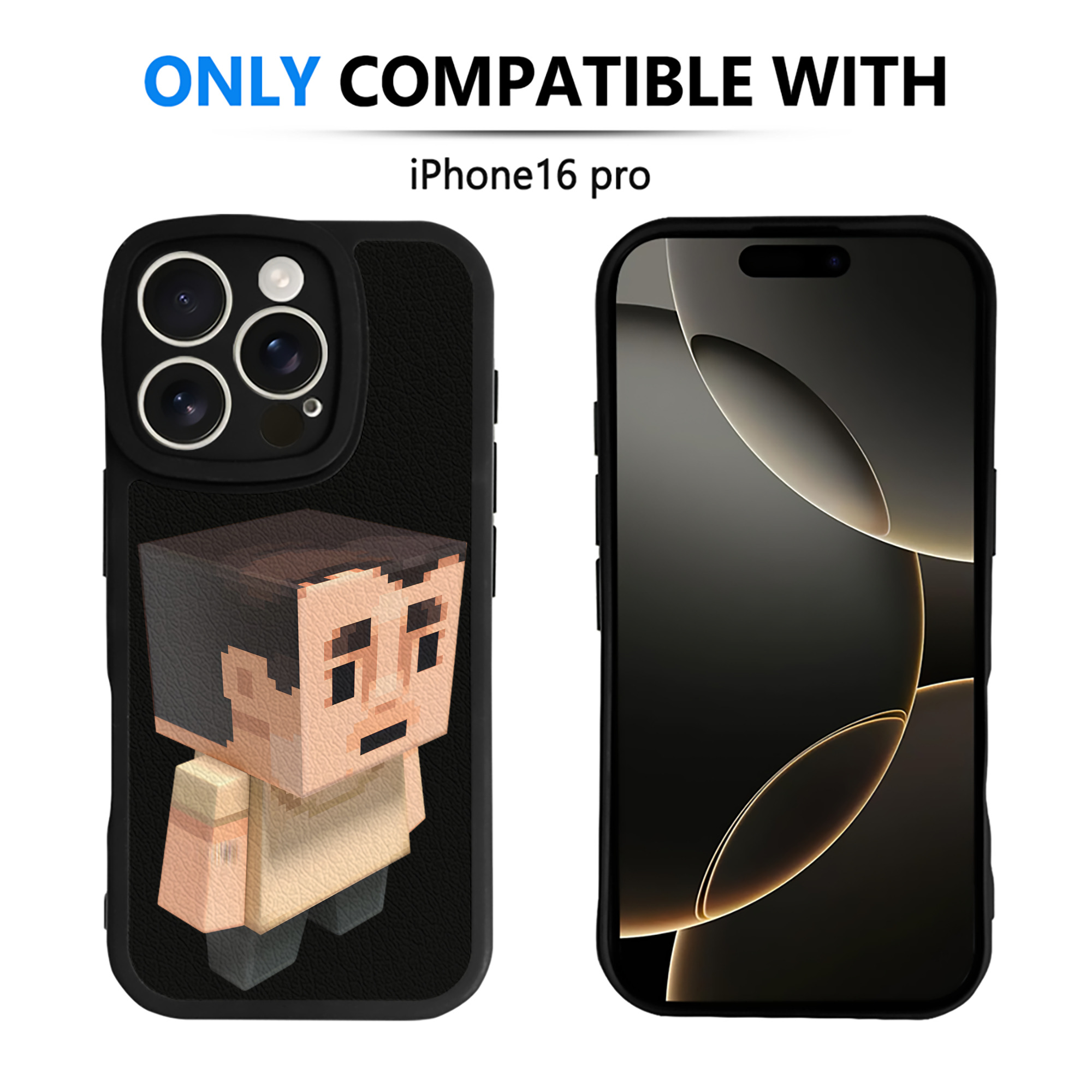 （画像用） マインクラフト ブロックの世界 Minecraft MC Block world 【iPhone 16シリーズ対応】シリコンスマホケース（レザー調） 材質：シリコン